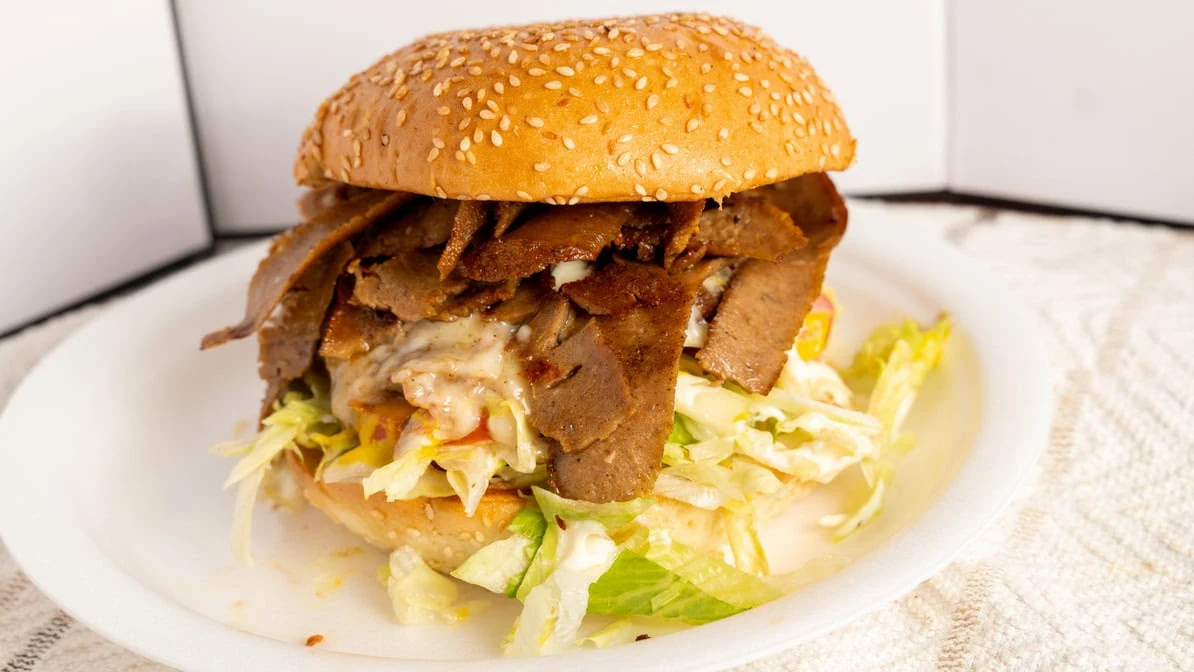 Homemade donair pizza at Amean Pizza Donair & Sub Edmonton