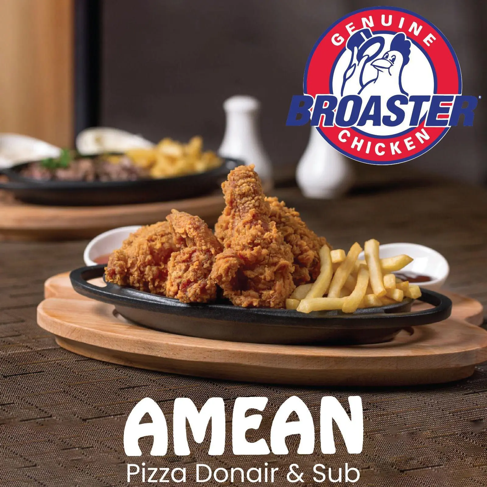 Genuine Broaster Chicken logo — now available at Amean Pizza Donair & Sub in Edmonton
